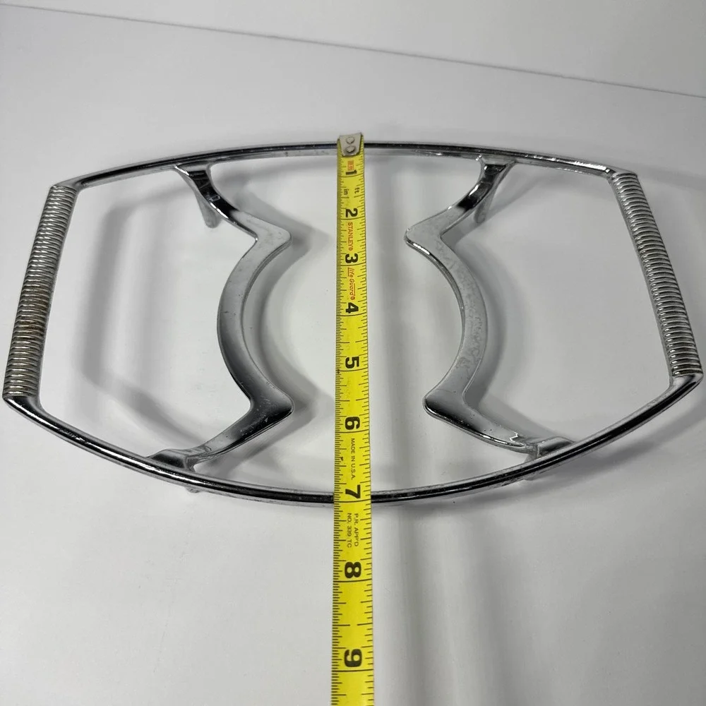 Vintage Corning Ware P-11-M Chrome Serving Cradle Ribbed‎ Handle Roaster Trivet